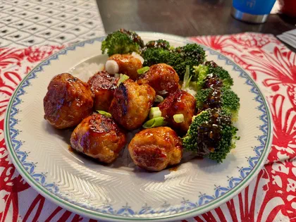 Hot Honey Chicken Meatball Bowls